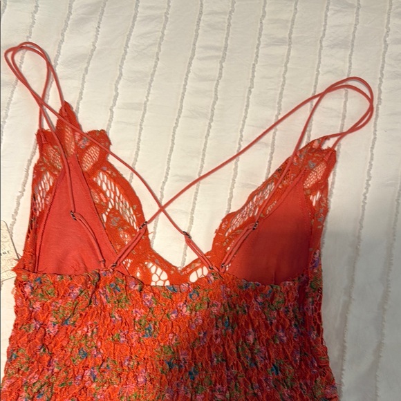 Floral Red Dress with Spaghetti Straps - Picture 6 of 6